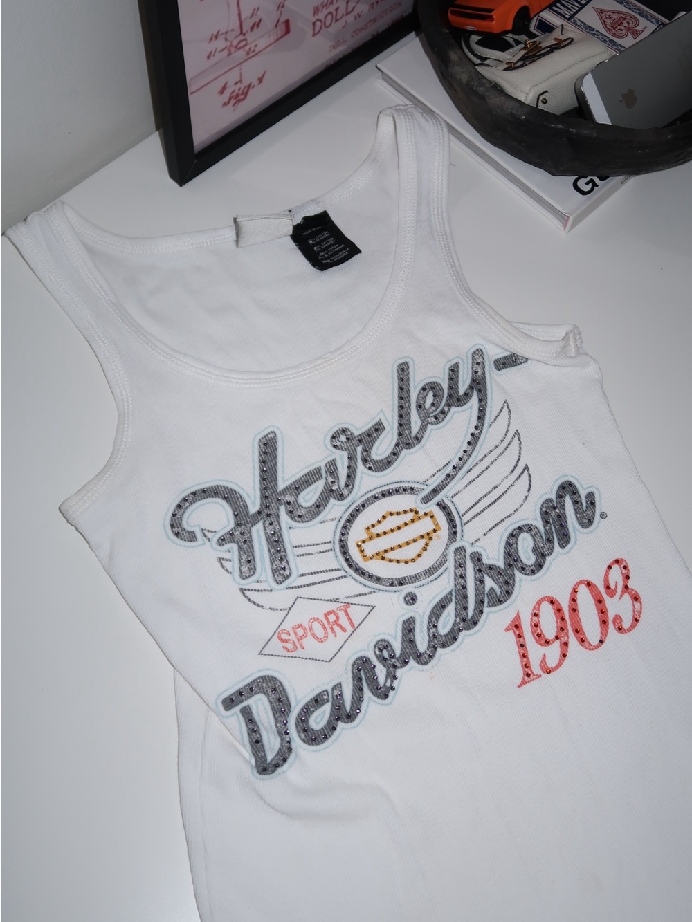 harley davidson white tank top - sport 1903